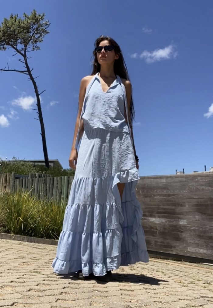 Pollera conjunto FREE – CELESTE